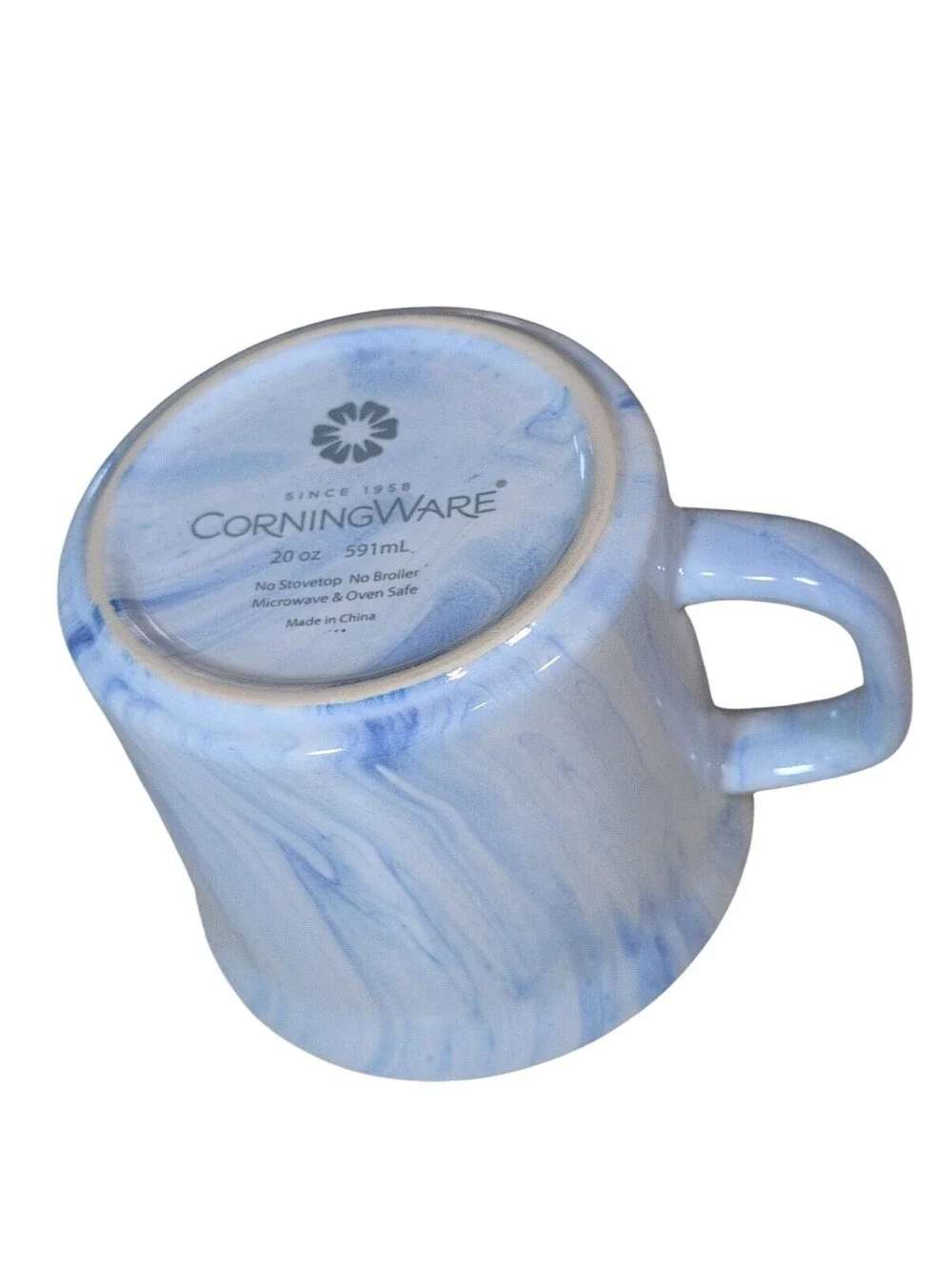 Corning Ware Blue Marble Swirl Soup Meal Mug Oven Safe Holds 20 oz Coffee Cup